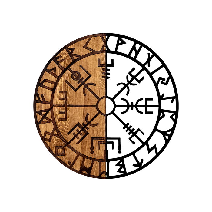 Wallity Vegvisir - 331 Escultura de pared en Negro y Nogal
